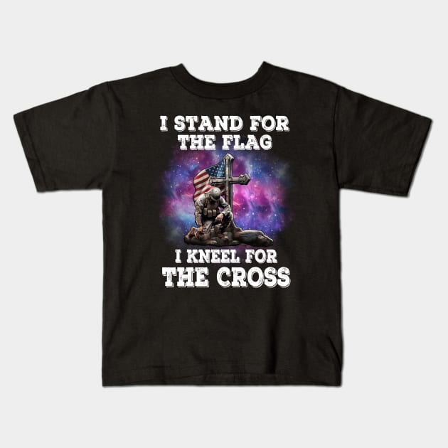 I Stand For The Flag I Kneel For The Cross, Memorial Day, Veteran, Patriotic Kids T-Shirt by MichaelStores